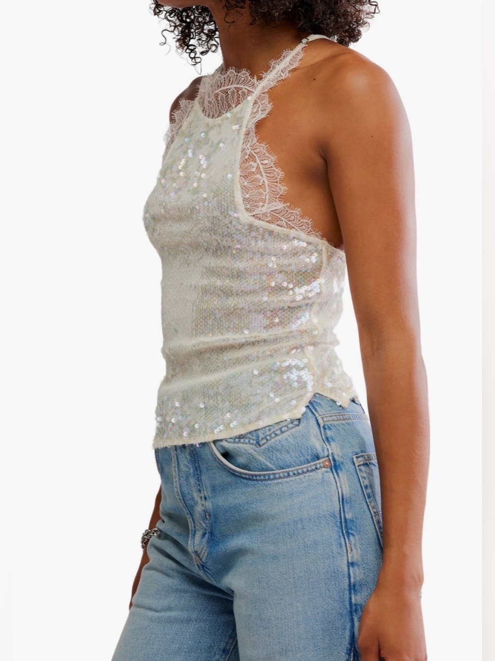 Free People Take Me Away Sequin and Lace Tank - Picture 4 of 11